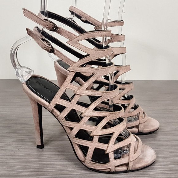 KENDALL + KYLIE 'Elisa' Cage Sandal Beige Leather Womens Size 5.5 M - Picture 3 of 9
